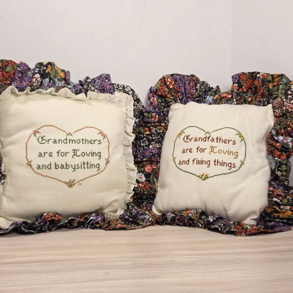 vintage decorative throw pillows handcrafted needlepoint